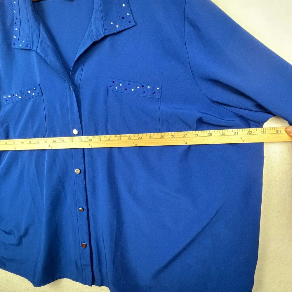 Maggie Barnes Button Down Shirt Womens 5X Rhinestone Embellished Glam - Picture 8 of 8